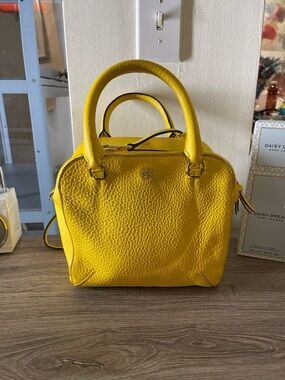 Tory Burch Sunny Yellow Pebbled Leather Satchel
